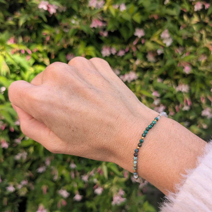 Malachite, Chrysocolla and Labradorite Scorpio Zodiac Gemstone Bracelet 