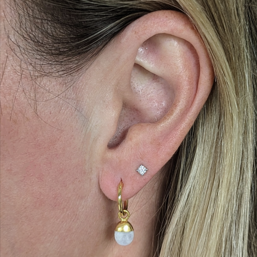 gold plated moonstone june birthstone earrings