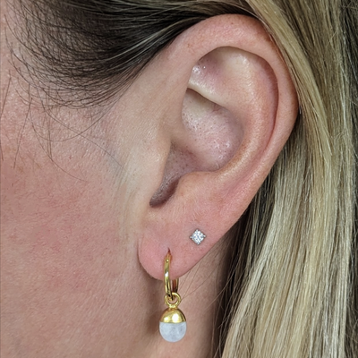 gold plated moonstone june birthstone earrings
