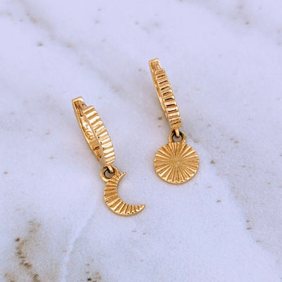 gold plated sun and hoop hoop earrings