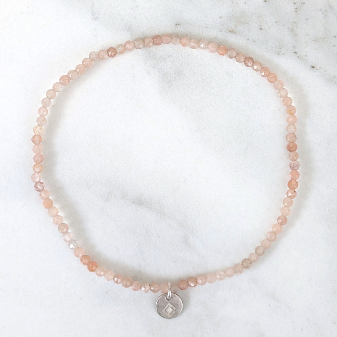 skinny sunstone 2mm faceted gemstone bracelet 