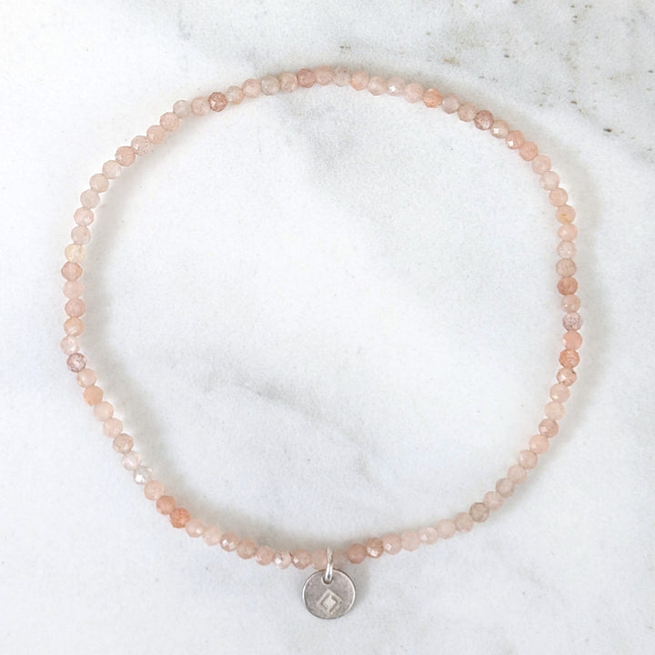 skinny sunstone 2mm faceted gemstone bracelet 