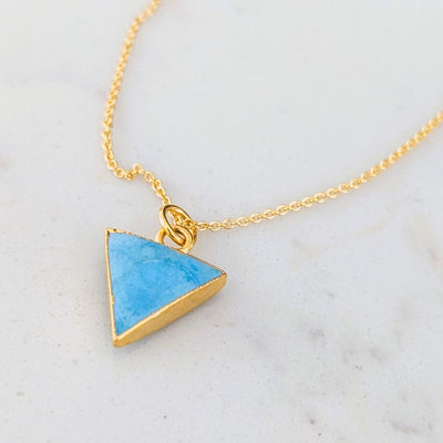 gold plated turquoise triangular pendant necklace