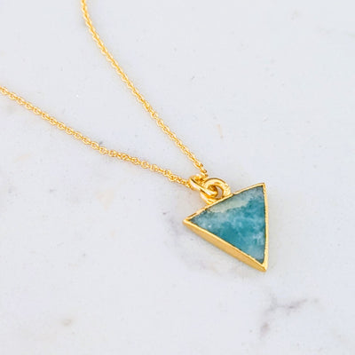 The Triangle Amazonite Gemstone Necklace – Gold Plated