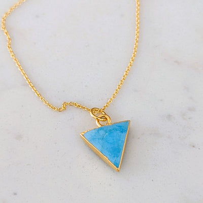 gold plated turquoise triangular pendant necklace
