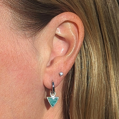 sterling silver amazonite triangular charm earrings