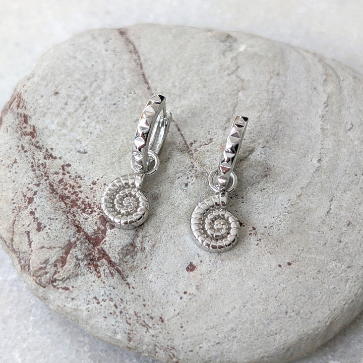 sterling silver ammonite charm earrings