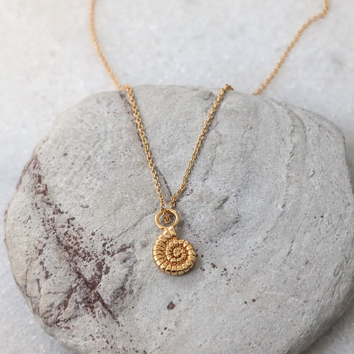 gold ammonite charm pendant necklace