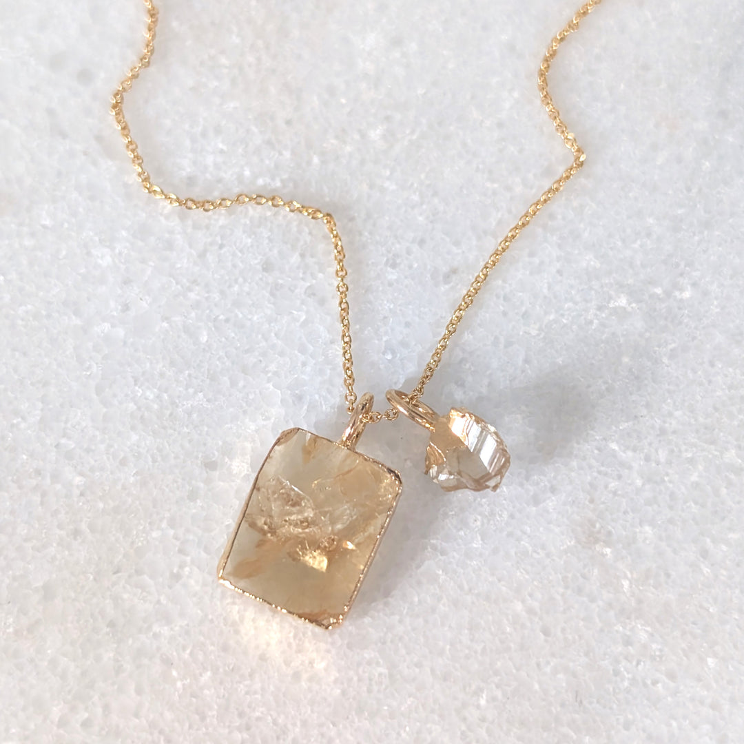 gold citrine gemstone pendant necklace