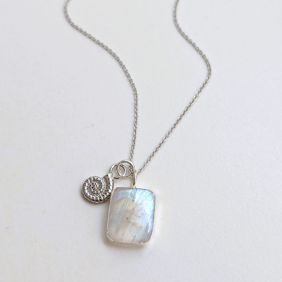 sterling silver moonstone and citrine pendant necklace