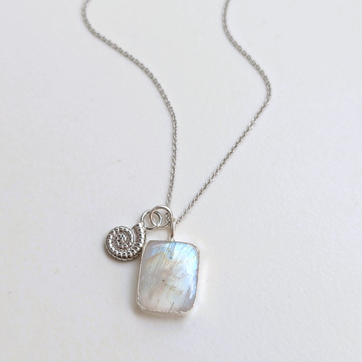 sterling silver moonstone and citrine pendant necklace