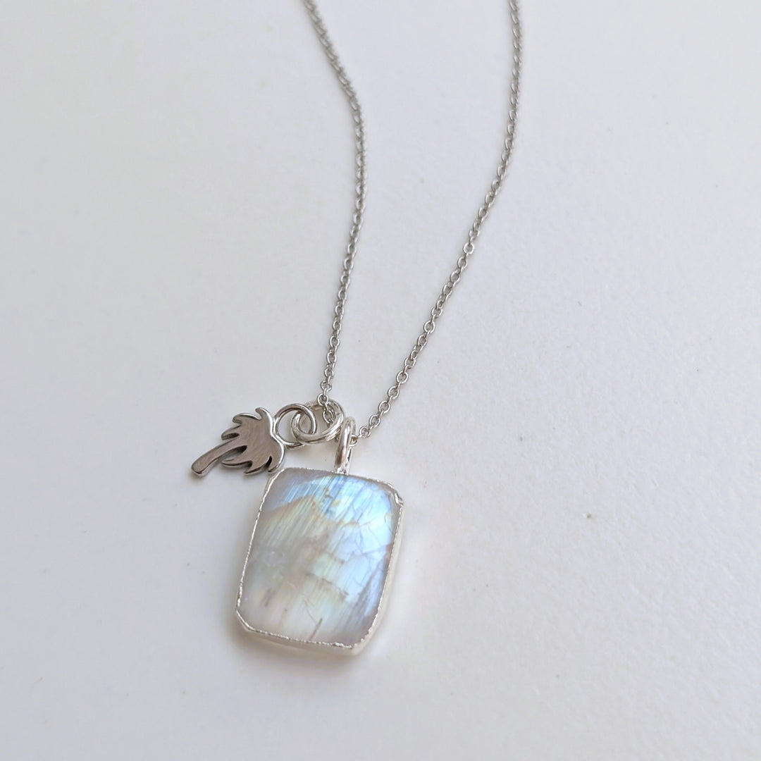 sterling silver moonstone and citrine pendant necklace