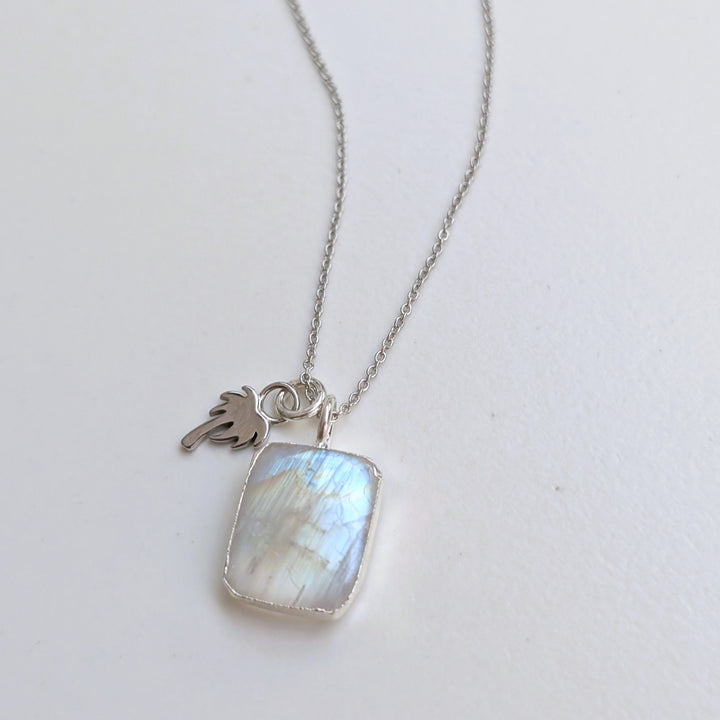 sterling silver moonstone and citrine pendant necklace