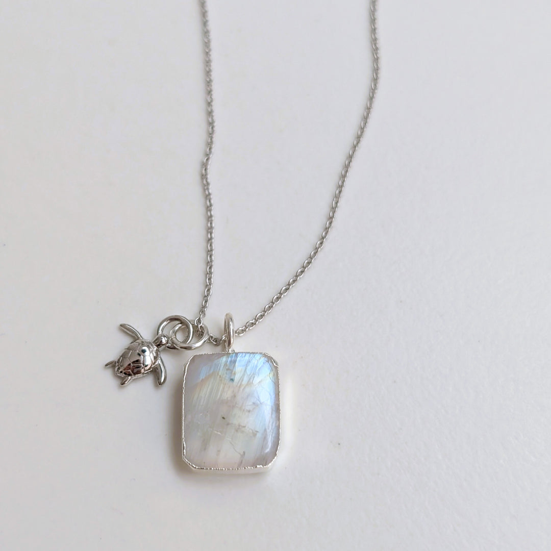 sterling silver moonstone and citrine pendant necklace