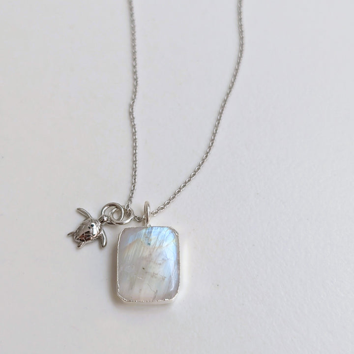 sterling silver moonstone and citrine pendant necklace