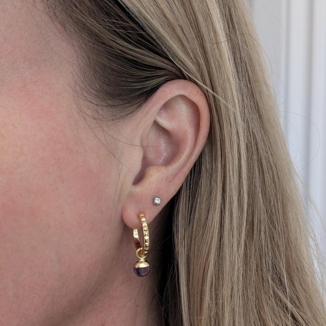 gold amethyst February birthstone earrings