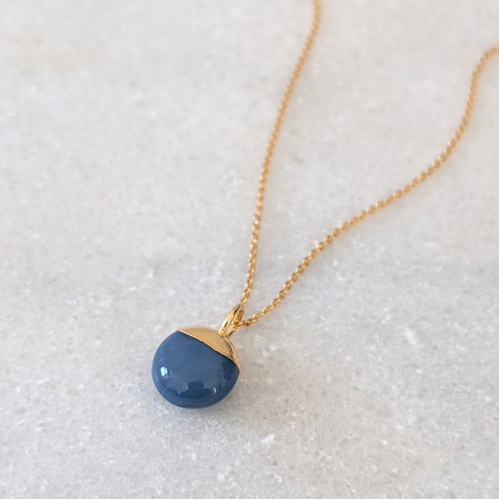 blue opal October birthstone pendant necklace