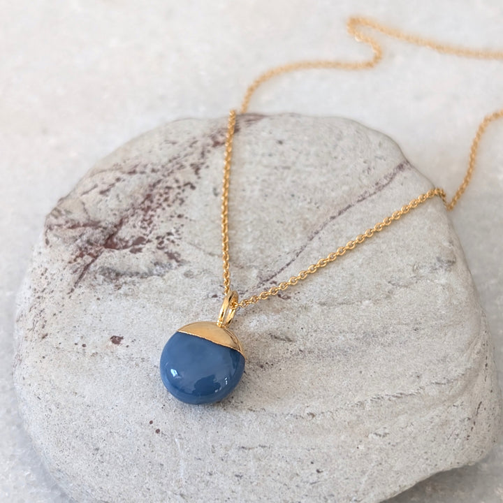blue opal October birthstone pendant necklace
