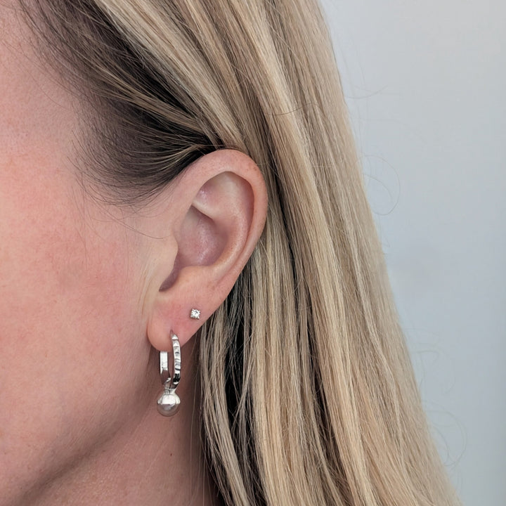 silver clear quartz April birthstone earrings