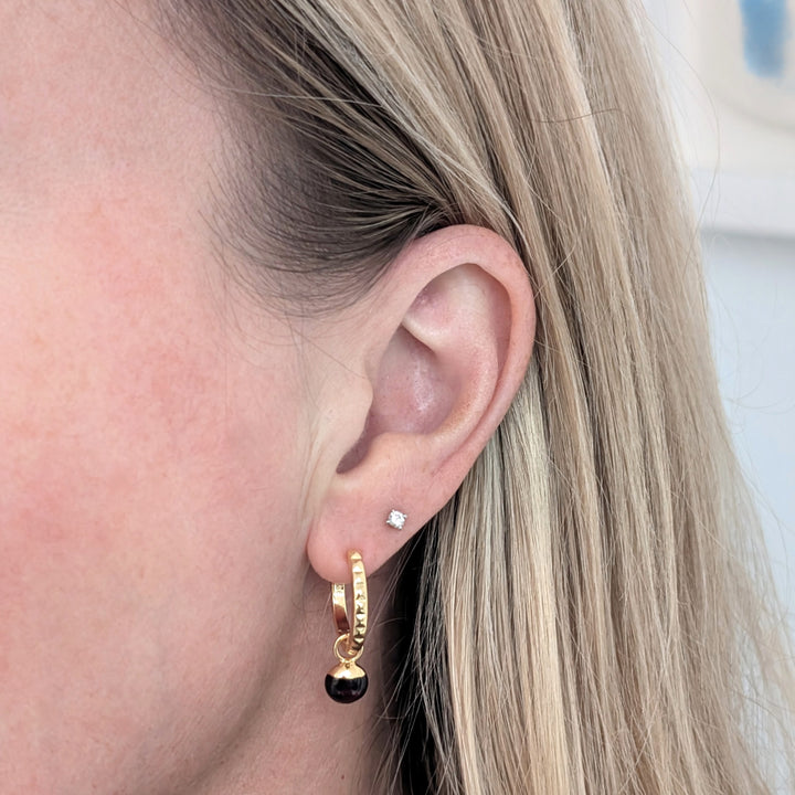gold garnet January birthstone earrings