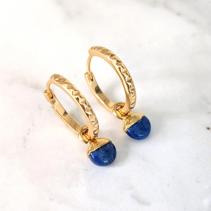 gold plated sterling silver lapis lazuli September birthstone earrings 
