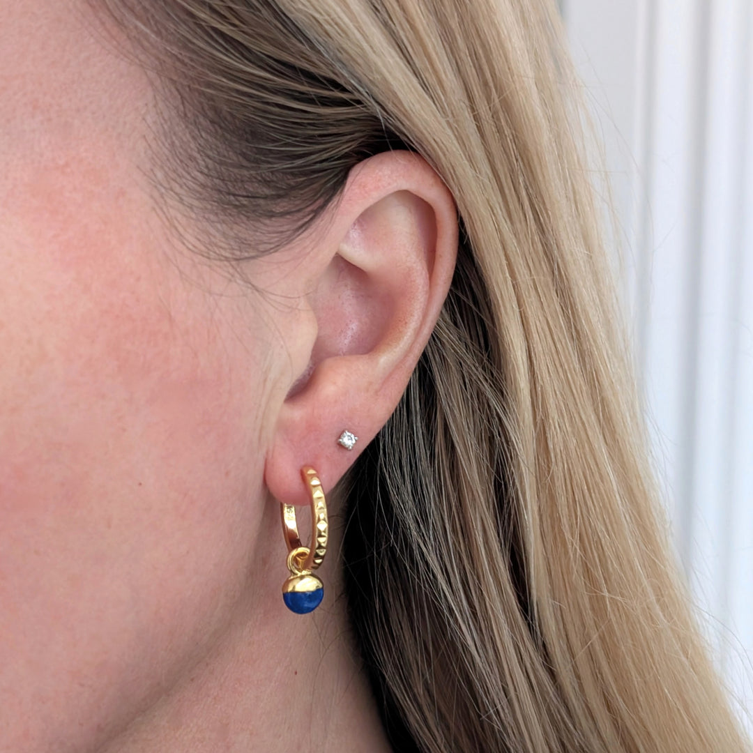 gold plated sterling silver lapis lazuli September birthstone earrings 