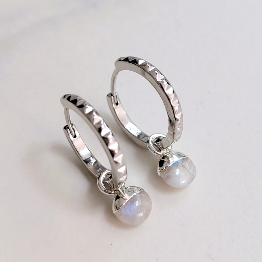sterling silver moonstone June birthstone earrings 
