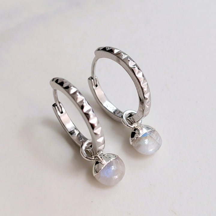 sterling silver moonstone June birthstone earrings 