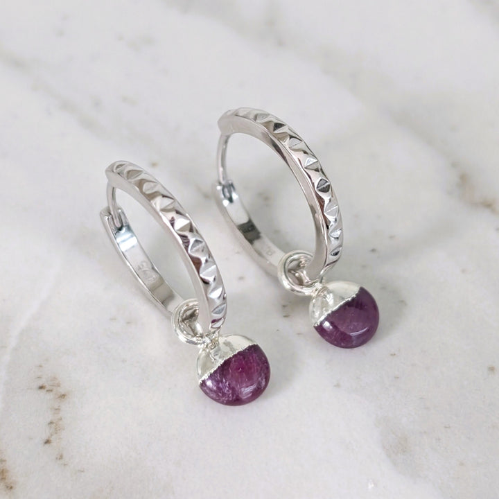 sterling silver ruby July birthstone earrings