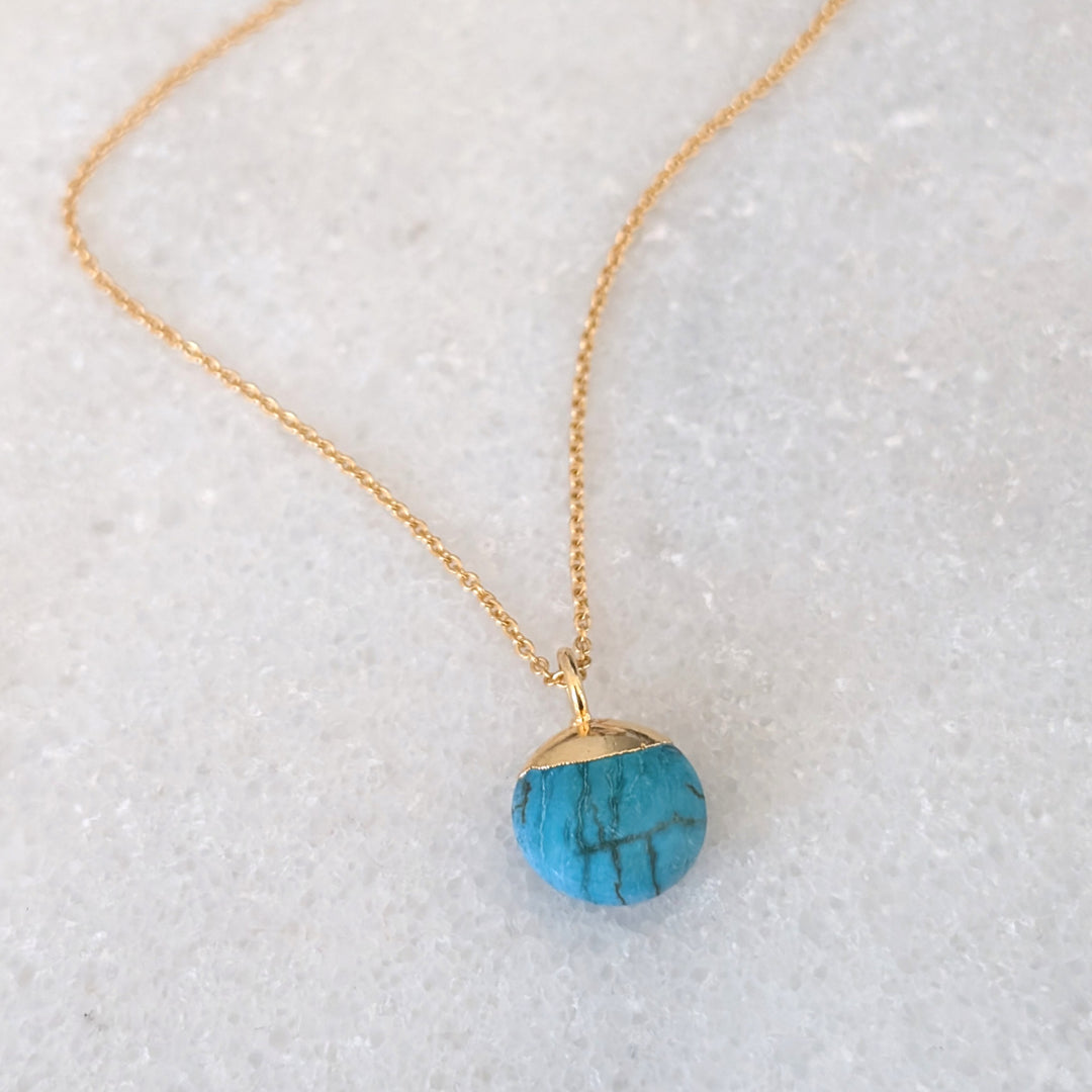 gold turquoise December birthstone pendant necklace 