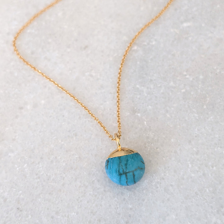 gold turquoise December birthstone pendant necklace 