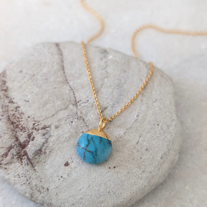 gold turquoise December birthstone pendant necklace 