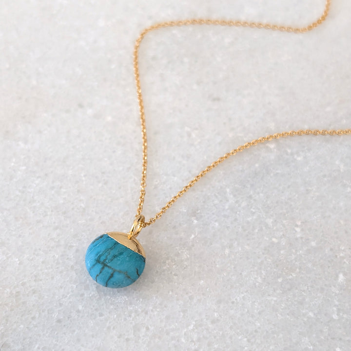 gold turquoise December birthstone pendant necklace 