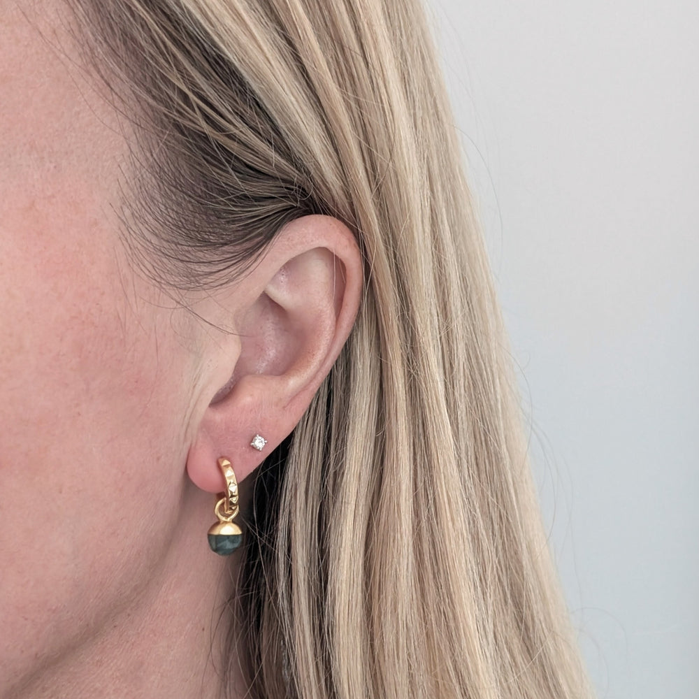 gold emerald May birthstone earrings