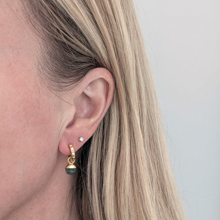 gold emerald May birthstone earrings