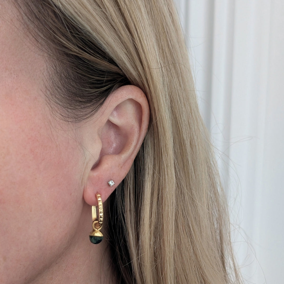 gold emerald May birthstone earrings