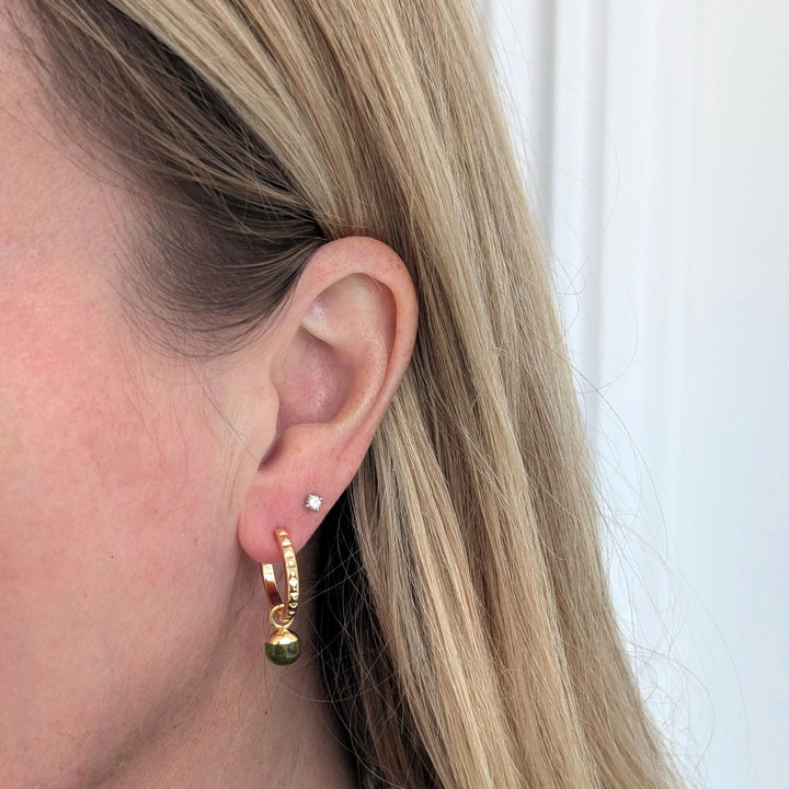 gold plated sterling silver peridot August birthstone earrings