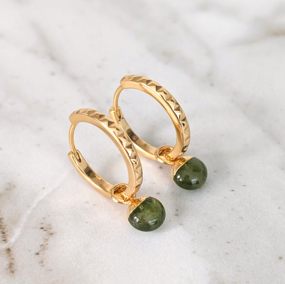 gold plated sterling silver peridot August birthstone earrings