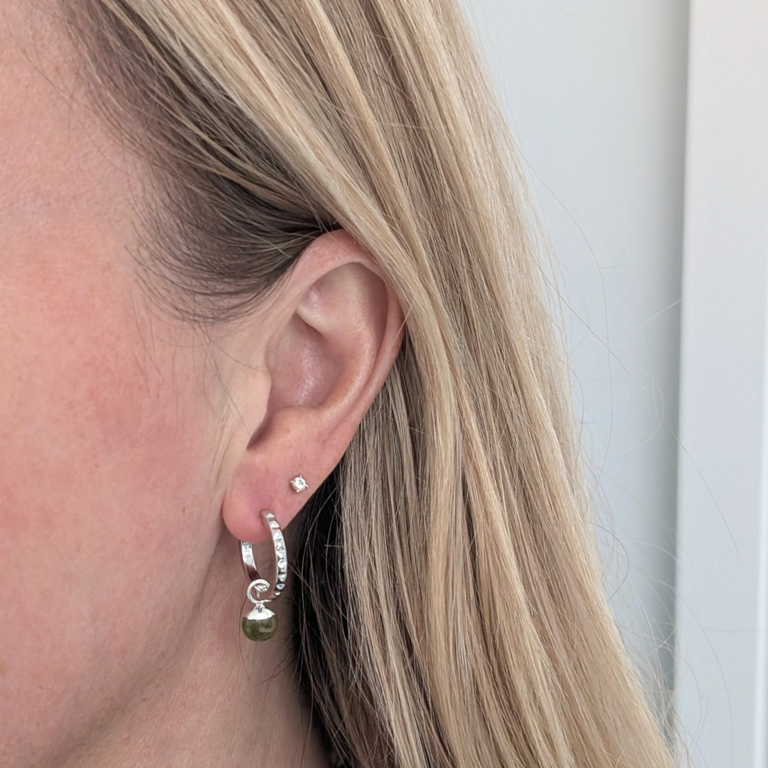 sterling silver peridot August birthstone earrings