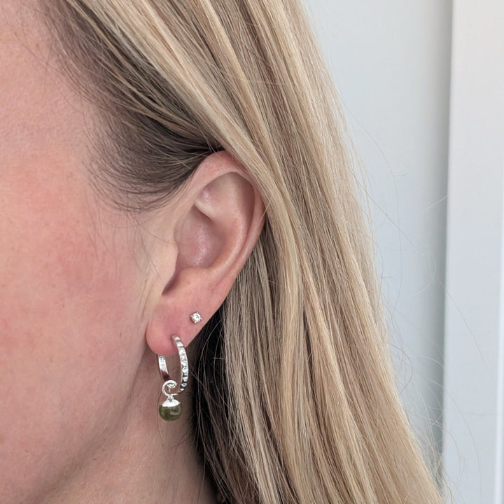 sterling silver peridot August birthstone earrings