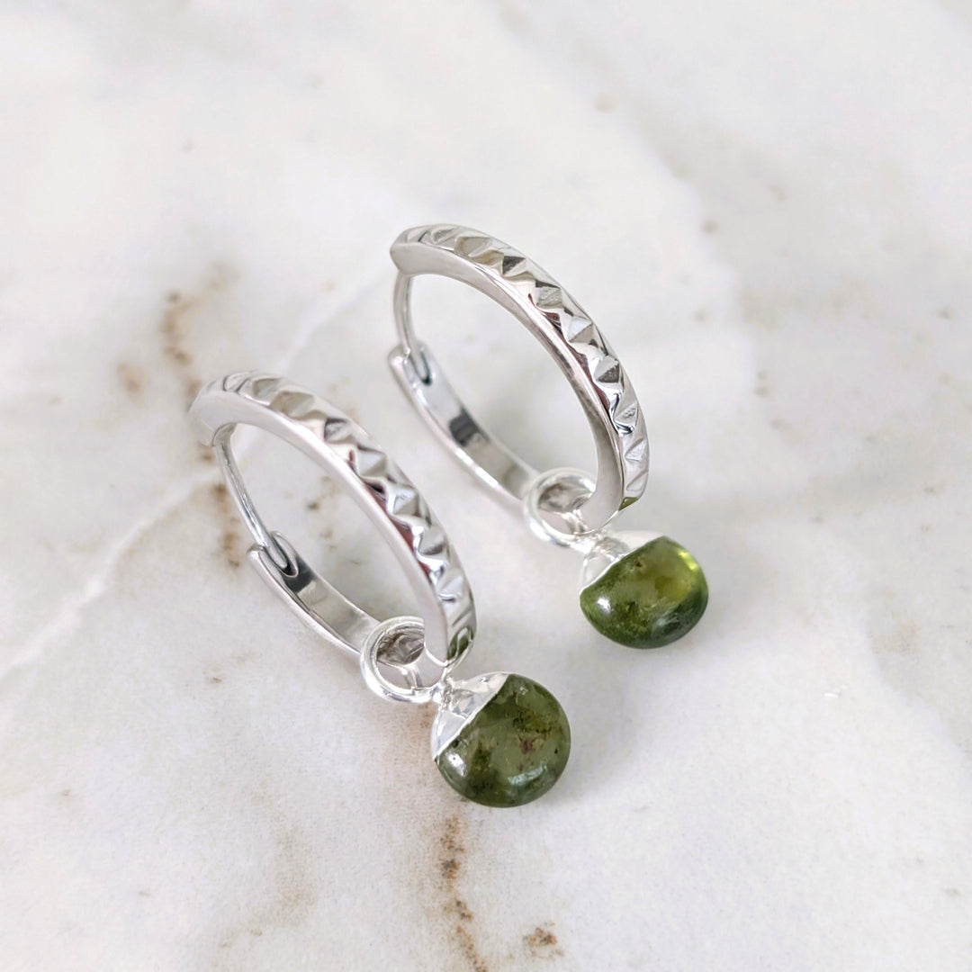 sterling silver peridot August birthstone earrings