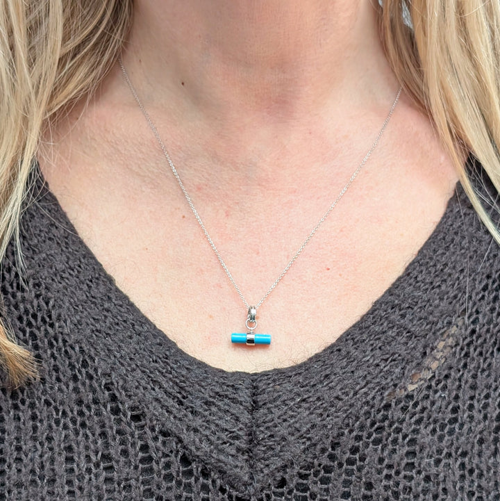 sterling silver turquoise t-bar necklace