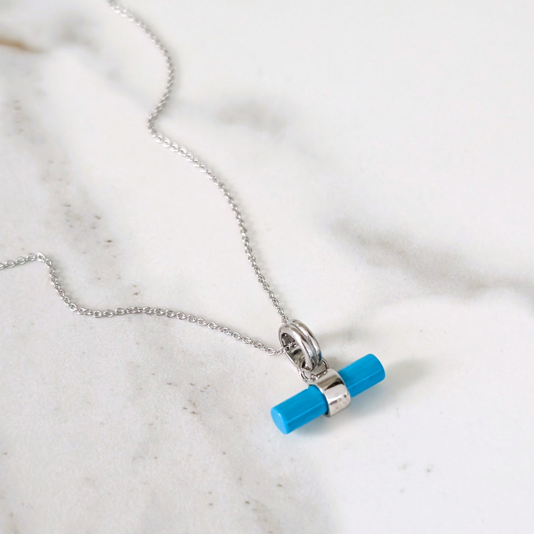 sterling silver turquoise t-bar necklace