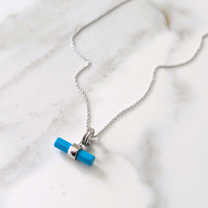 sterling silver turquoise t-bar necklace