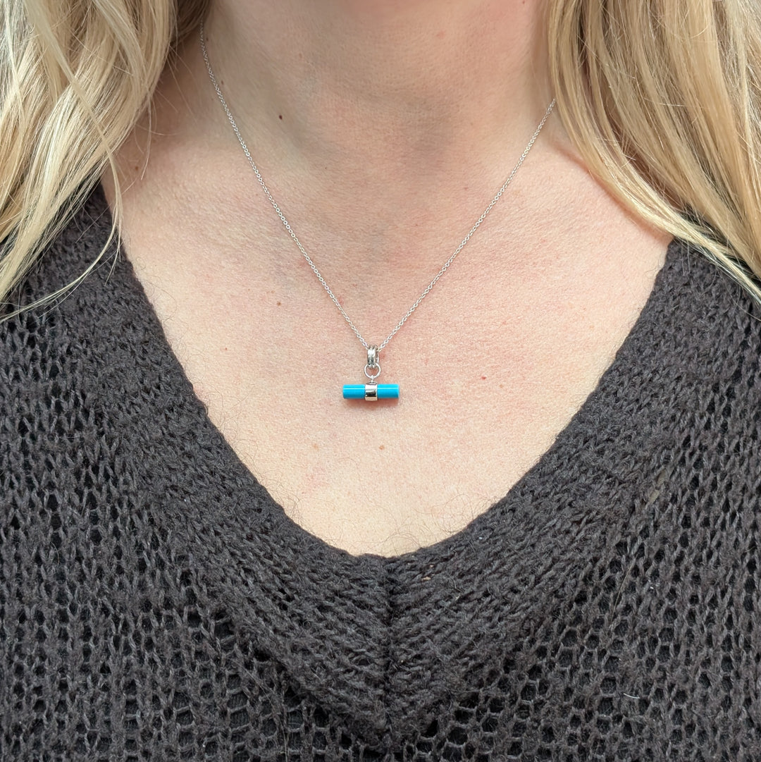sterling silver turquoise t-bar necklace