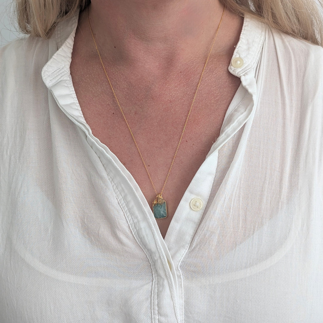 Amazonite, citrine and star charm pendant necklace