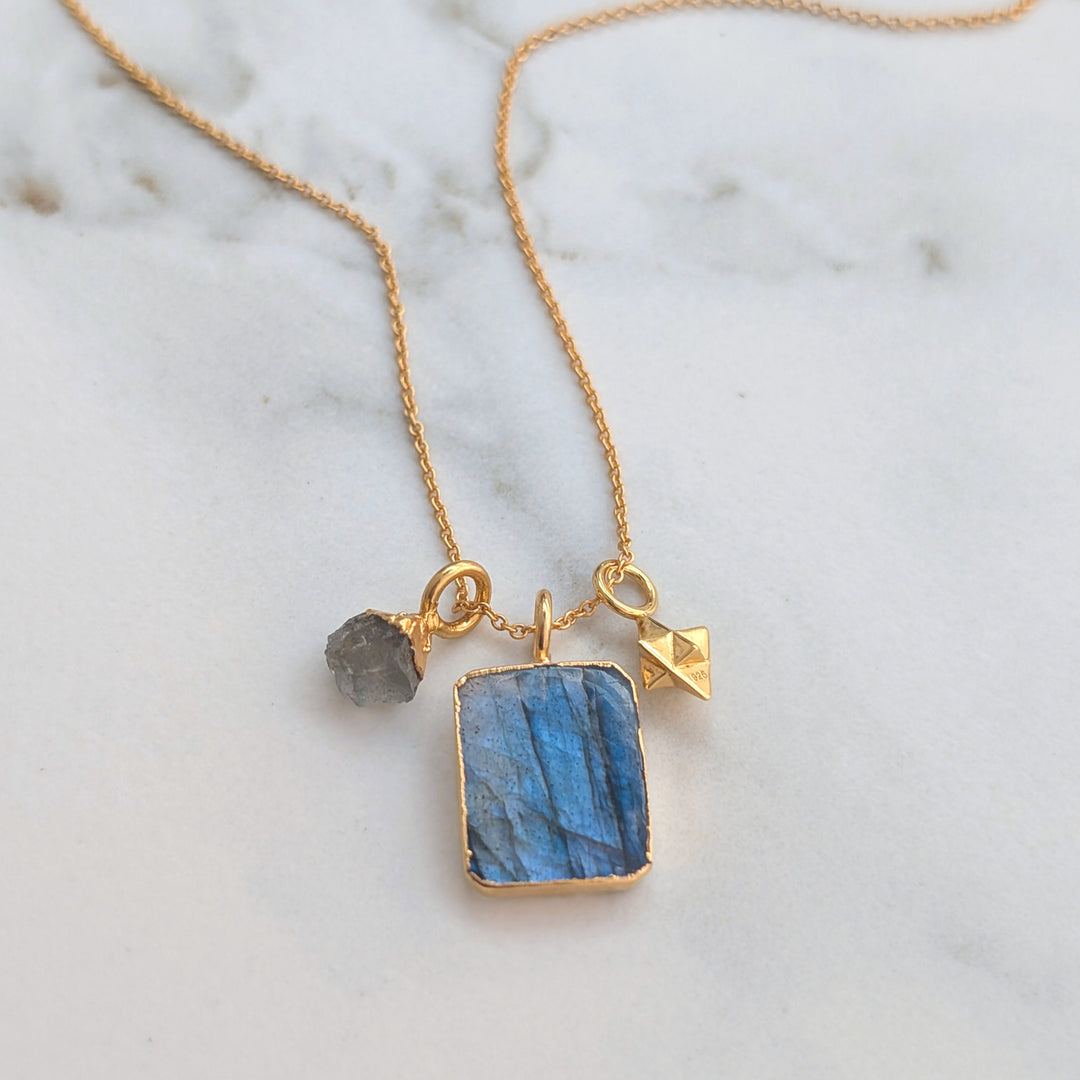 Labradorite and star charm pendant necklace 