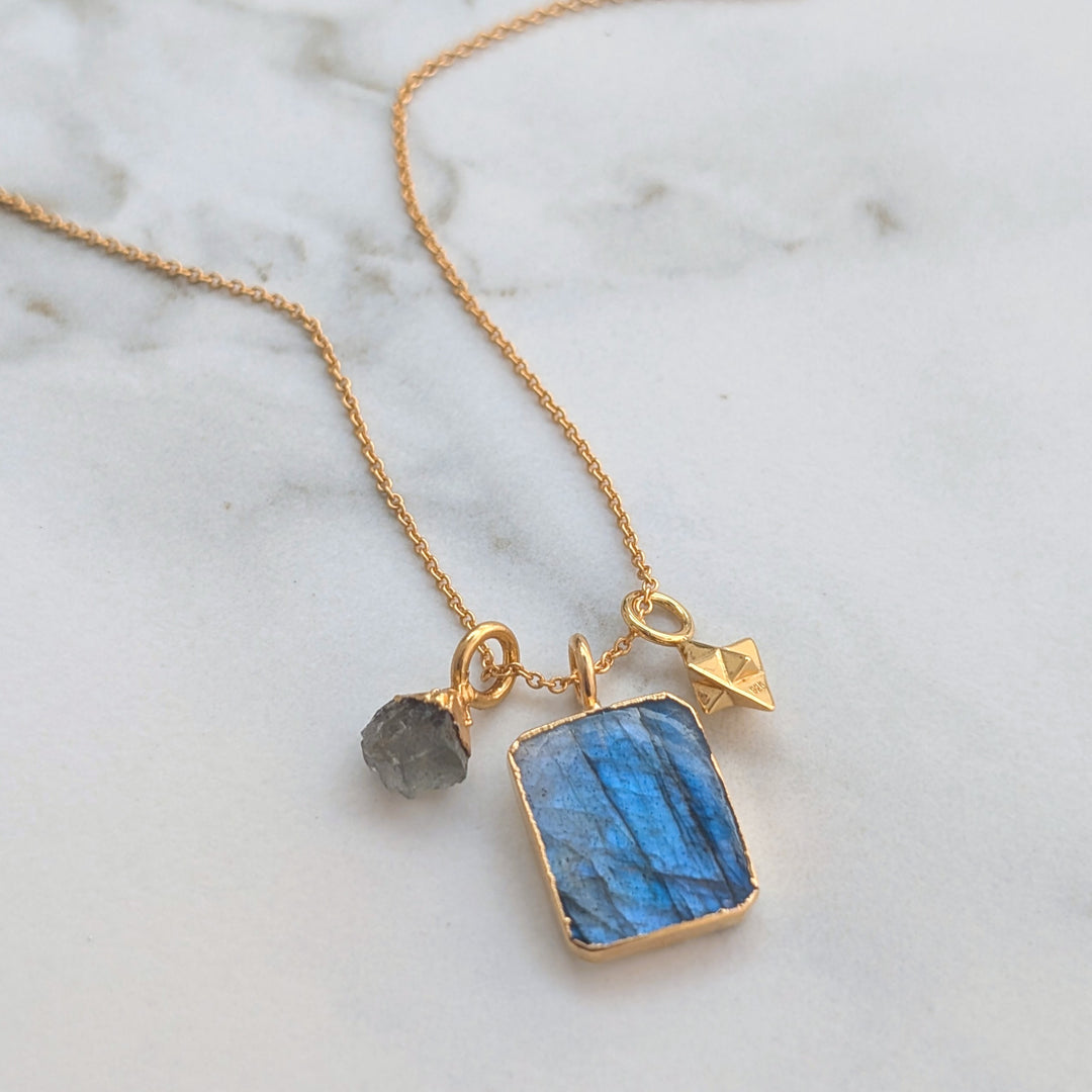 Labradorite and star charm pendant necklace 