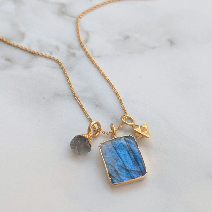 Labradorite and star charm pendant necklace 