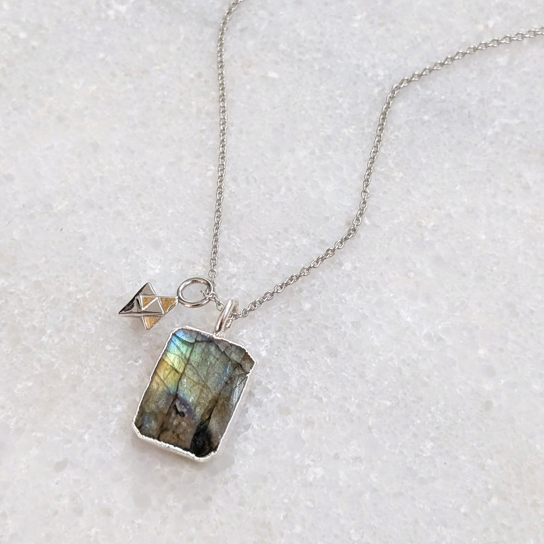 sterling silver labradorite pendant necklace 